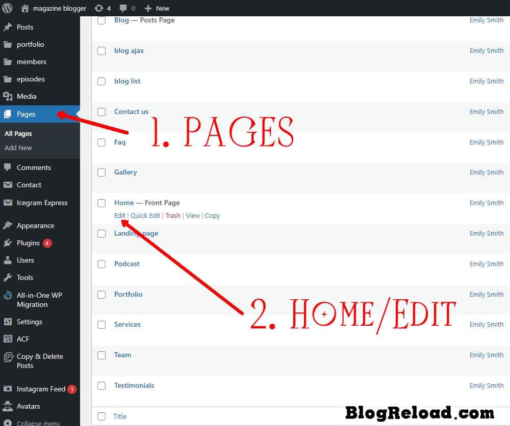 Homepage slider configuration / blogreload.com