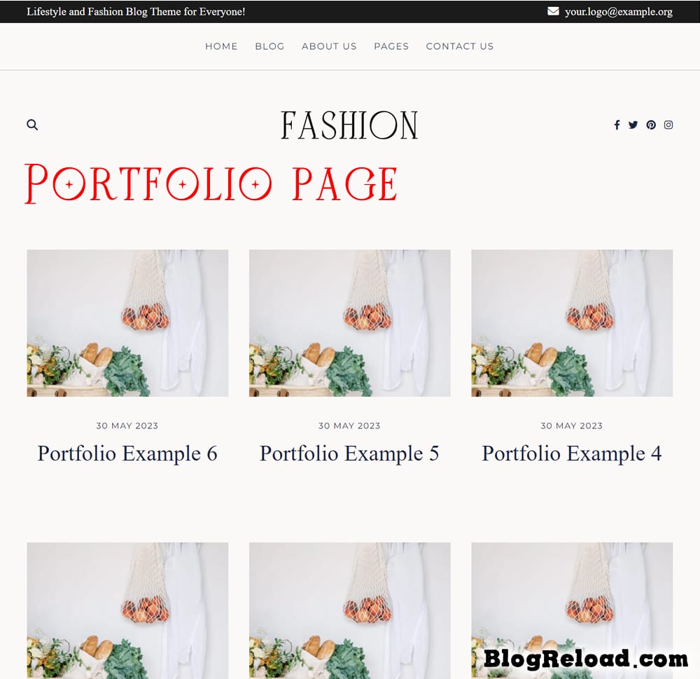 Portfolio configuration / BlogReload.com